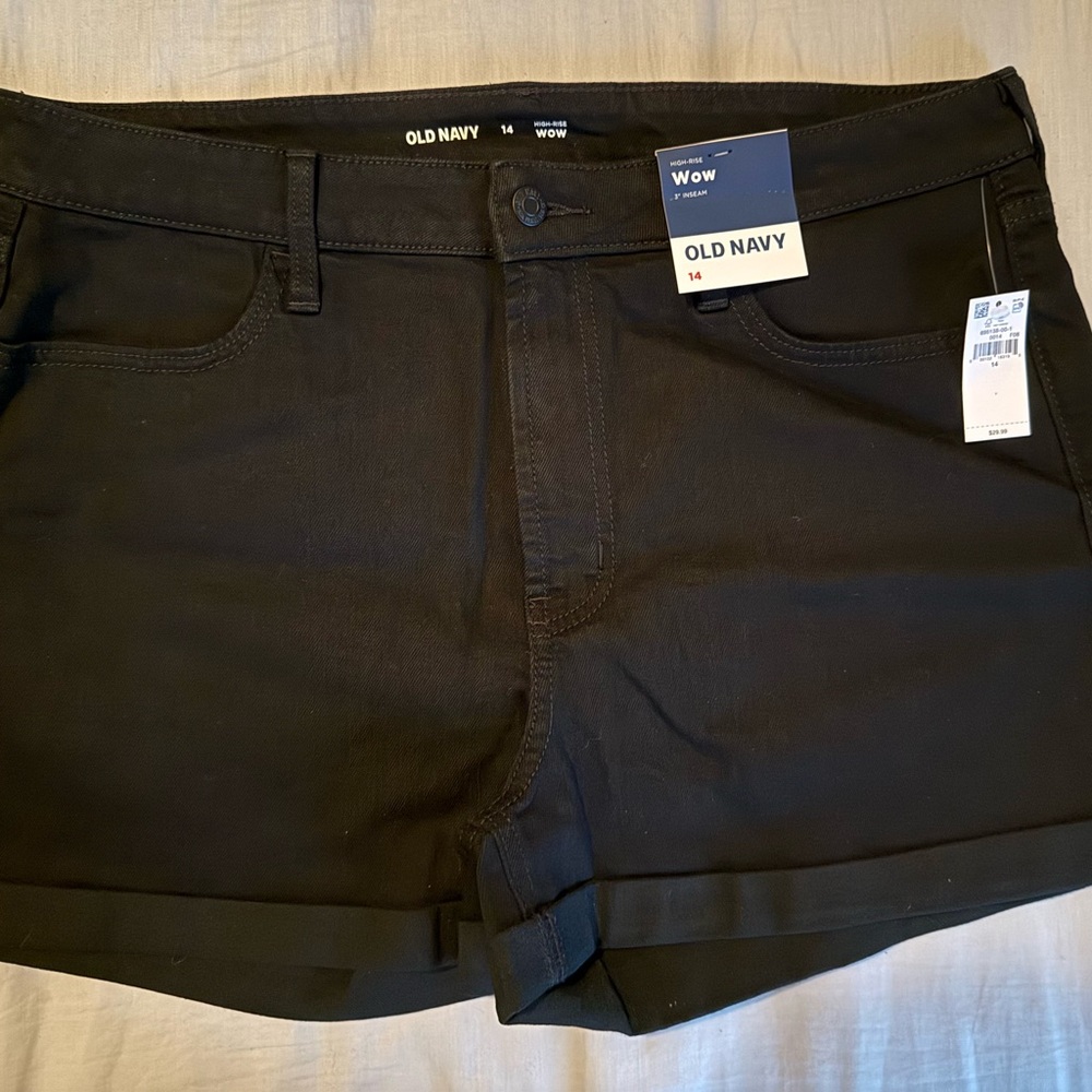 Old Navy Black Mid-Rise Cuffed Jean Shorts
